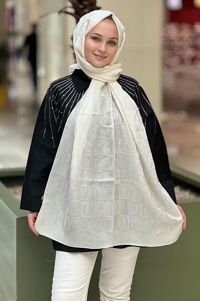 Imannoor İmannoor 3001 Checkerboard Pattern Naia Cotton Shawl