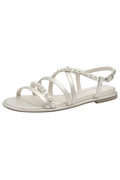 Tamaris Damen Sandalen 1-28143-44 Weiß 179 Champagne Kunstleder Mit Touch-it & Anti-slide Absatz