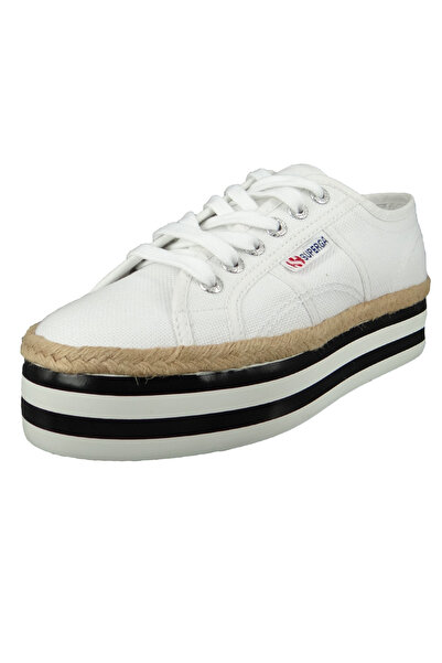 Superga Damen Low Sneaker Cotropew Striped Foxing S31146w-2790 Weiß A0z White Black White Stripes Textil