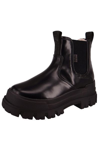Buffalo Damen Elegante Stiefelette Aspha Chelsea Warm Vegan 1622286 Schwarz Black Textil/synthetik