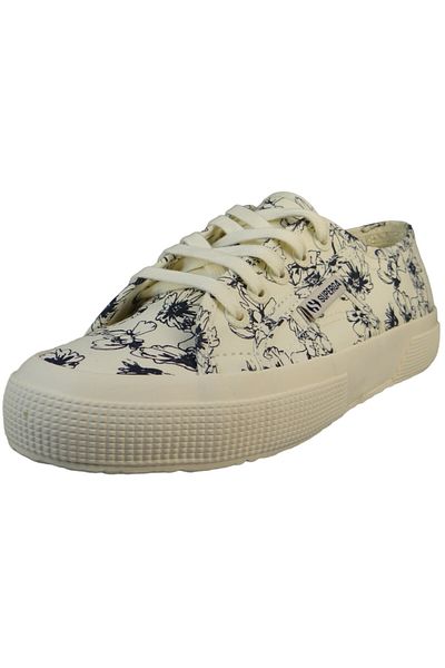 Superga Damen Low Sneaker 2750 Sketched Flowers S6122nw Weiß Ae7 Beige Navy Textil