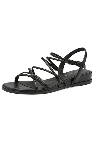 Tamaris Damen Sandalen 1-28103-42 Schwarz 001 Black Textil/synthetik Mit Touch-it & Anti-slide Absatz
