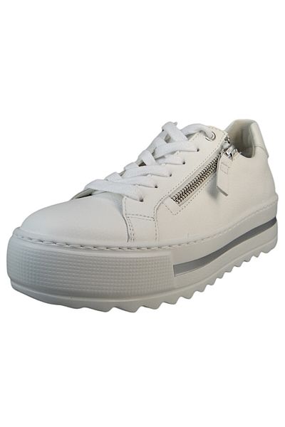 GABOR Damen Low Sneaker Low Top G-weite 66.498 Weiß 50 Weiss Leder