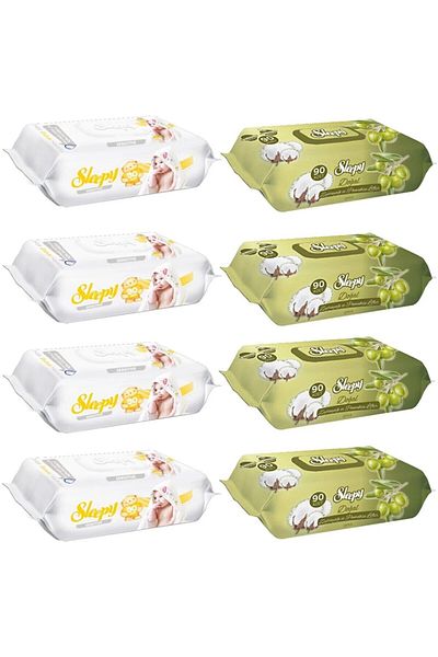 Sleepy Sensitive Wet Towel 90's 4 Pieces + Olive Oil 90's 4 Pieces