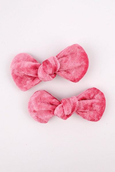 Le Mabelle Pink 2-Piece Velvet Girl's Clip Buckle