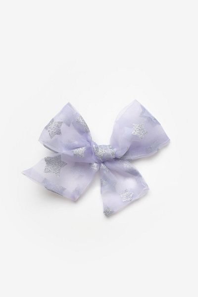Le Mabelle Clip pentru fete din organza - Cataramă cu model stea liliac
