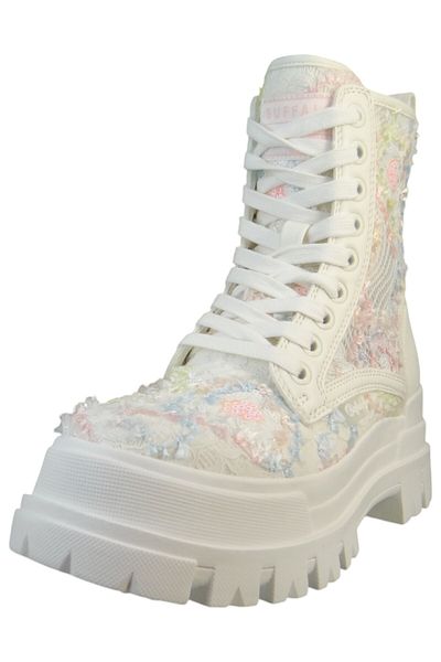 Buffalo Damen Mid Sneaker Aspha Rld Bloom 1622576 Weiß White Textil/synthetik