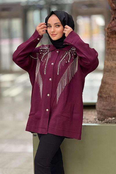Ghisa Jewelled Chain Tasseled Knitwear Cardigan