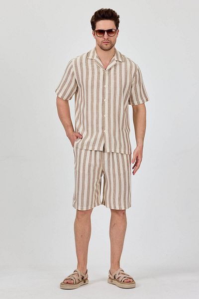Cosplay Shirt Shorts Men's Two Piece Suit Striped