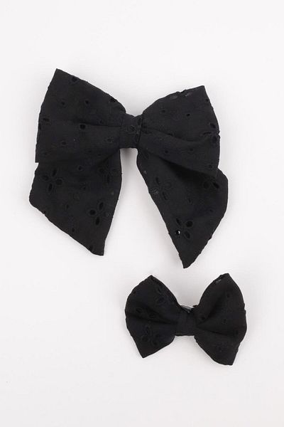 Le Mabelle Set de catarame cu fundita neagra pentru mama fiica
