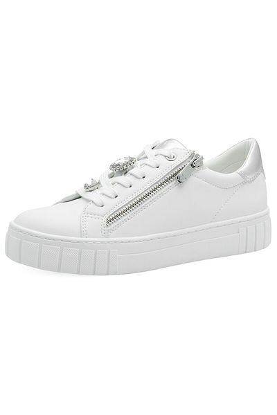 Marco Tozzi Damen Low Sneaker Low Top 2-23702-44 Weiß 191 White Silver Kunstleder