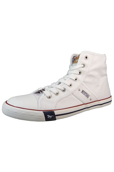 Mustang Herren High Sneaker High Top 4058505 Weiß 1 Weiss Leinen
