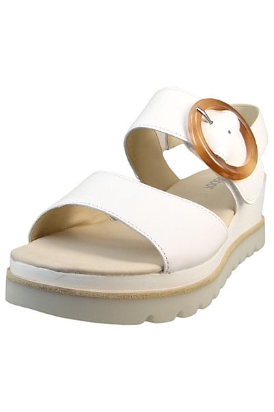 GABOR Damen Komfort Sandalen Keil F-weite 44.645 Weiß 21 Weiss Leder