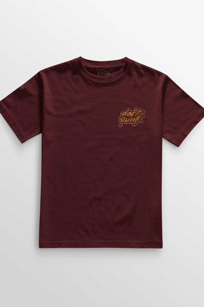 Kretas تي شيرت أحمر كلاريت Daft Punk Logo ألبوم الواجبات المنزلية موسيقى الحد...