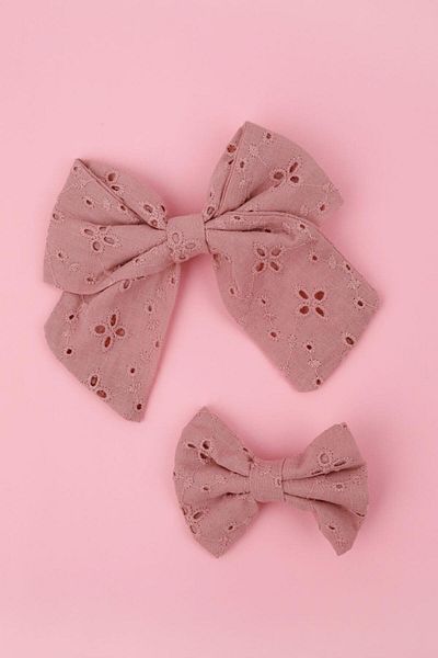 Le Mabelle Dried Rose Buckle Bow Set for Mother and Daughter