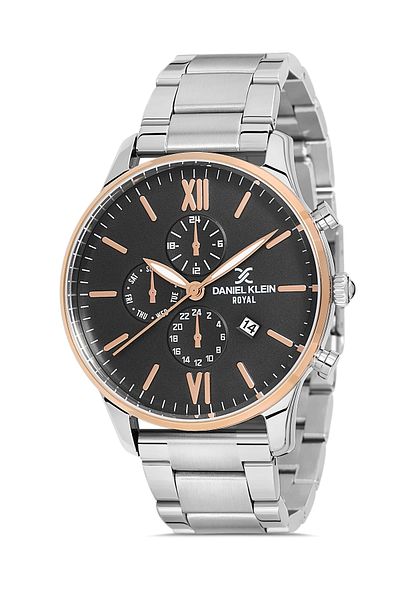 Daniel Klein Men's Wristwatch with Calendar Steel Cord Steel Case Hematite Natural Stone Bracelet Gift Il
