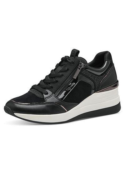 Tamaris Damen Low Sneaker Low Top 1-23703-41 Schwarz 001 Black Lederimitat/ Textil Mit Removable Sock