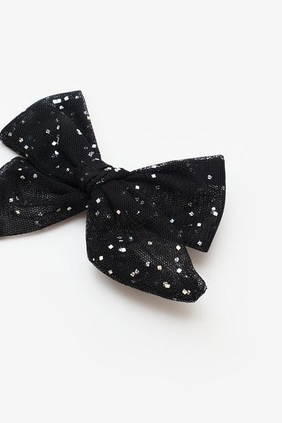 Le Mabelle Black Glitter Tulle Bow Girl's Clip Buckle