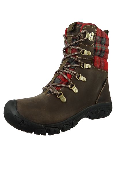 Keen Damen Winterstiefel Wanderschuhe Winterschuhe Greta Boot Wp 1026597 Braun Dark Brown/red Plaid Led