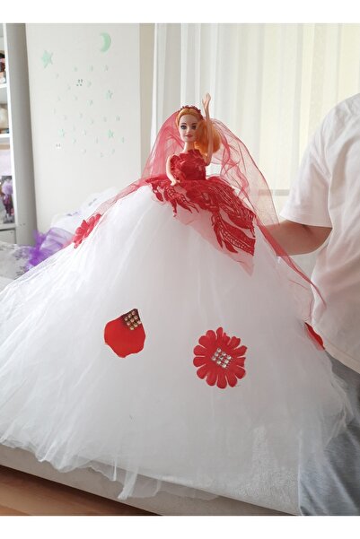 senbio Oyuncak Bebek Büyük Boy Gelinlikli Bebek( 40 Cm )boyunda Kırmızı