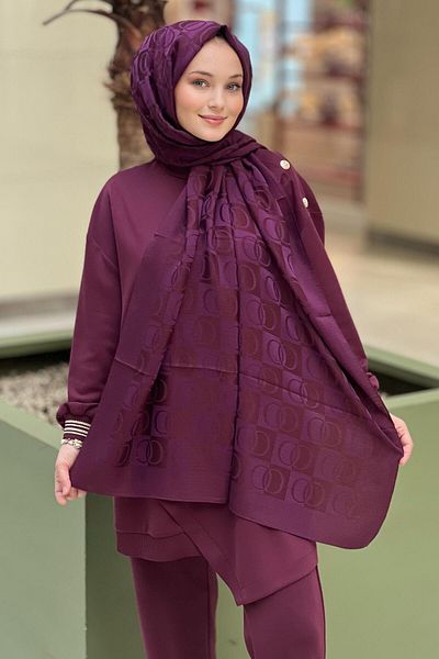 Imannoor İmannoor 3001 Checkerboard Pattern Naia Cotton Shawl