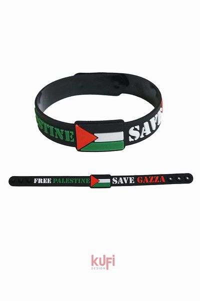 Kufi Design Palestine Flag Silicone Wristbands Free Palestine Lettering Embossed Pvc Wristband 10Pcs