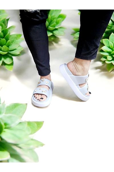 AkınalBella Eva Double Tape Sticker Detailed Pool, Sea, Beach Slippers
