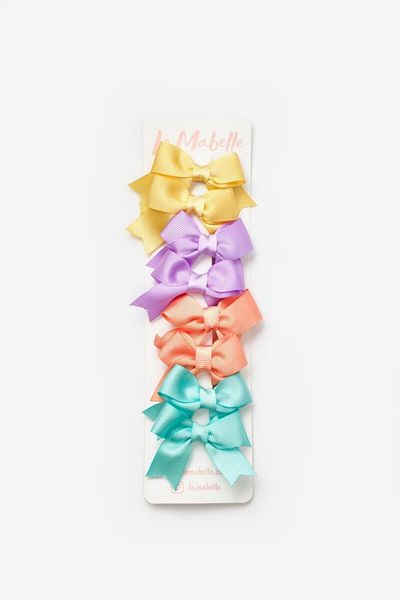 Le Mabelle Multicolored Rainbow 8-Piece Ribbon Bow Clip Buckle Set