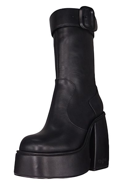 Buffalo Damen Elegante Stiefel Heart Bootie Buckle 1220059 Schwarz Black Kunstleder