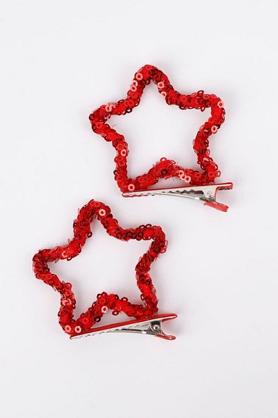 Le Mabelle Red Sequined Star Double Girls' Clip Buckle