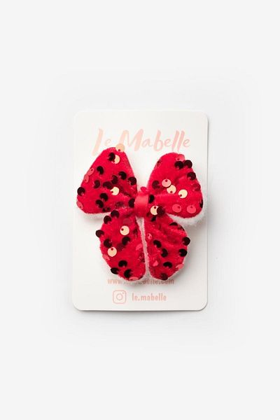 Le Mabelle مشبك مشبك للفتيات باللون الأحمر