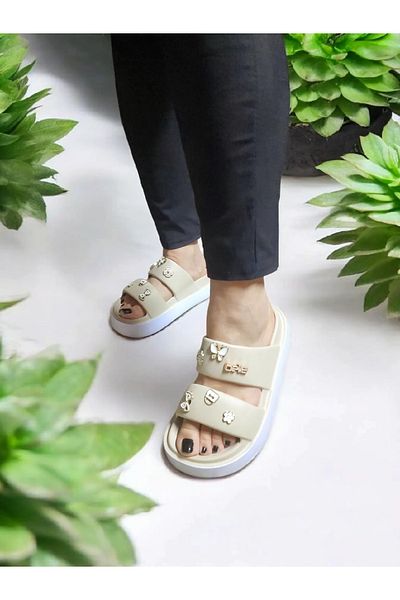 AkınalBella Eva Double Tape Αυτοκόλλητο Λεπτομερείς Παντόφλες Πισίνας, Θάλασσας, Παραλίας