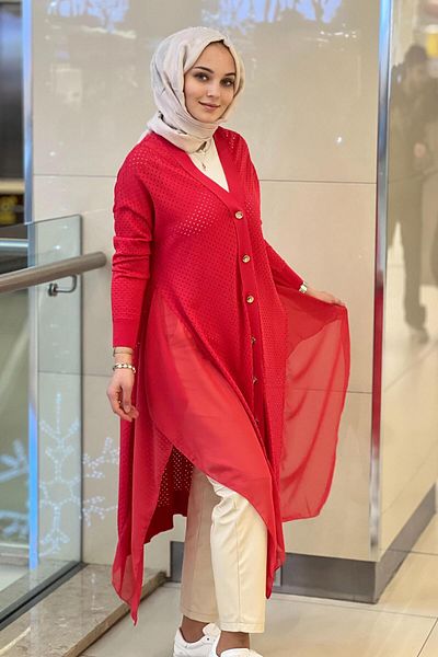 Ghisa Chiffon Detailed Knitwear Cardigan