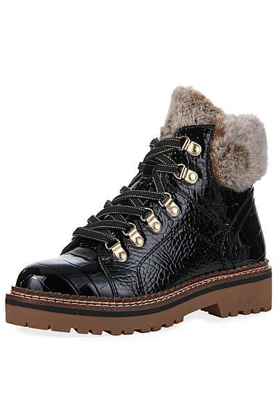 Tamaris Damen Elegante Stiefelette 1-26264-43 Schwarz 028 Black Croco Kunstleder Mit Removable Sock