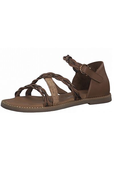 Tamaris Damen Sandalen 1-28162-28 Braun 392 Cognac Comb Leder Mit Touch-it