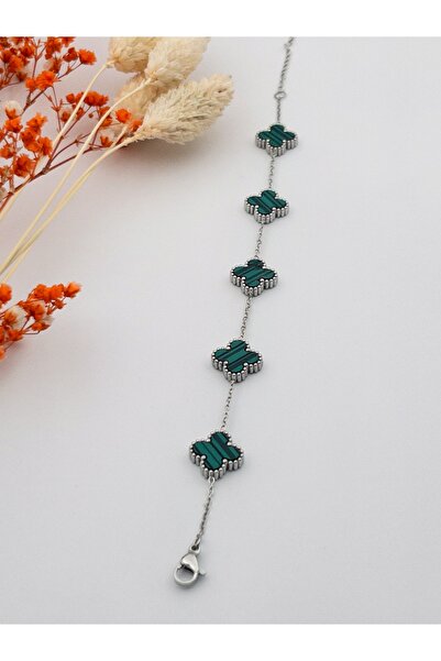 Siya Silver لا تشويه الصلب العلامة التجارية نموذج فضي اللون الأخضر سوار البرس...