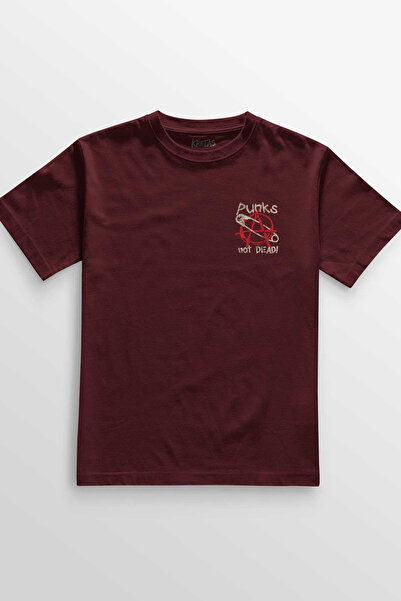Kretas Burgundy majica Punk nije mrtav Rock Ulična kultura Minimal prednja st...