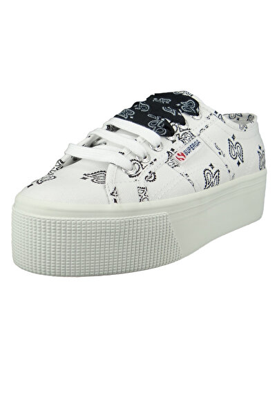 Superga Damen Low Sneaker Cotw Bandansill S21114w-2790 Weiß 909 White Black Textil