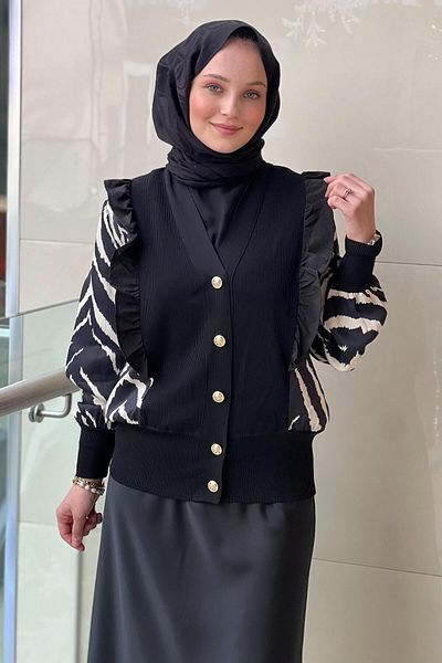 Ghisa Ruffle Leopard Cardigan