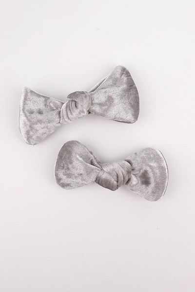 Le Mabelle Gray 2-Piece Velvet Girl's Clip Buckle