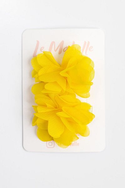 Le Mabelle Yellow 2-Piece Tulle Flower Girl's Clip Buckle Set