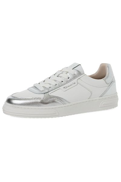 Tamaris Damen Low Sneaker Low Top 1-23617-42 Silberfarben 941 Silver Leder Und Textil