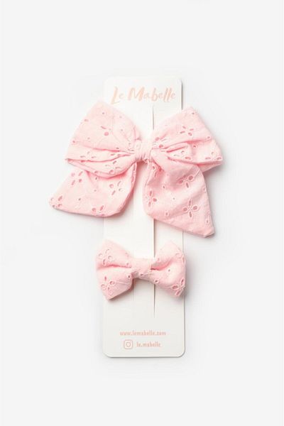 Le Mabelle Pink Scallop Bow Mother Daughter Buckle Set