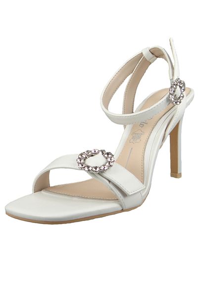 Buffalo Damen Sandalen Elena 1291321 Weiß Ivory Leder Und Textil