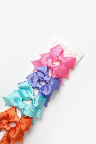 Le Mabelle Multicolored Carnival 8-Piece Ribbon Bow Clip Buckle Set