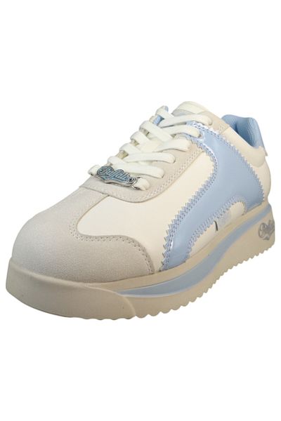 Buffalo Damen Low Sneaker Malibu Low Top 1636452 Weiß Cream Blue White Kunstleder