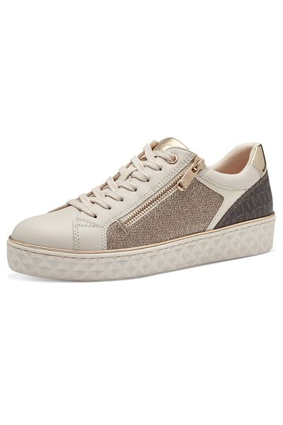 Marco Tozzi Damen Low Sneaker Low Top 2-23709-41 Weiß 40m Cream Comb Textil/synthetik Mit Mt Rem Sock