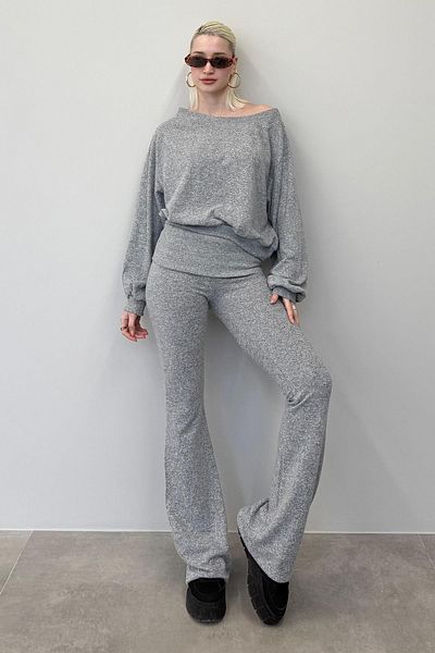 Madmext Gray Blouse Trousers Double Suit Mg2289