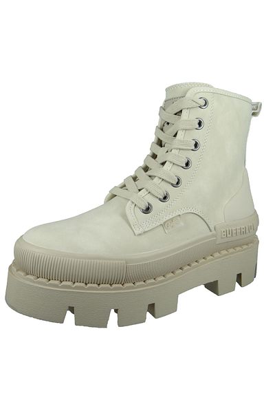 Buffalo Damen Sportliche Stiefelette Raven Lace Up Hi 1630803 Creme Cream Kunstleder Mit Perfect Fit Durch