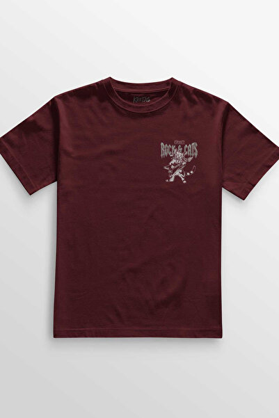 Kretas Burgundy majica Meowtallica Rock Cat Metallica Gitara mačka Kratki ruk...